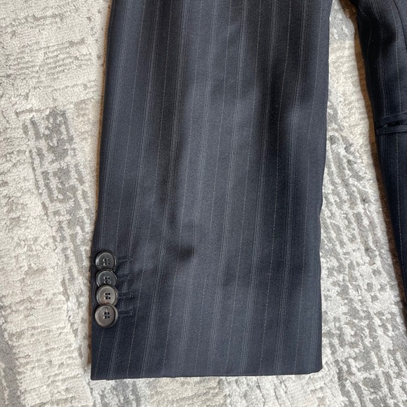 Vintage Hugo Boss Mens Charcoal Pinstripe Wool Silk 3 Buttons 40R Blazer Germany - Picture 8 of 16